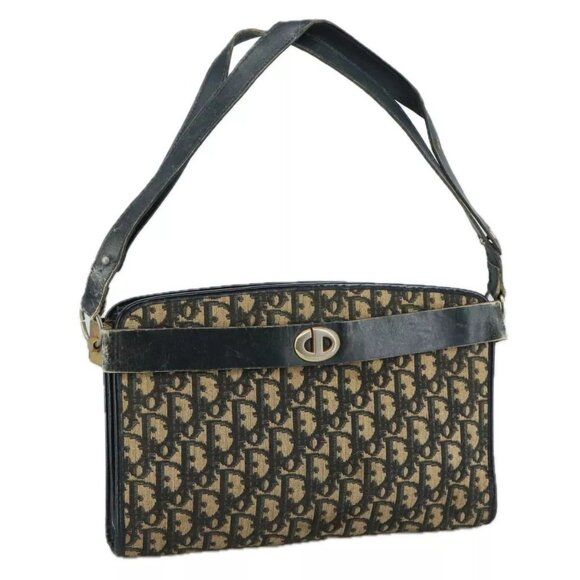 Christian Dior Trotter Canvas Shoulder Bag Navy - Picture 1 of 16